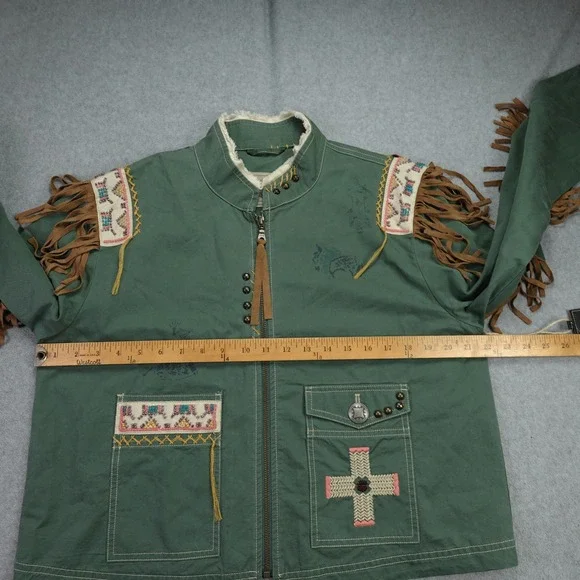 Double D Ranch Jacket Womens Large Green Captured Scout Western Embroidered - Picture 11 of 16